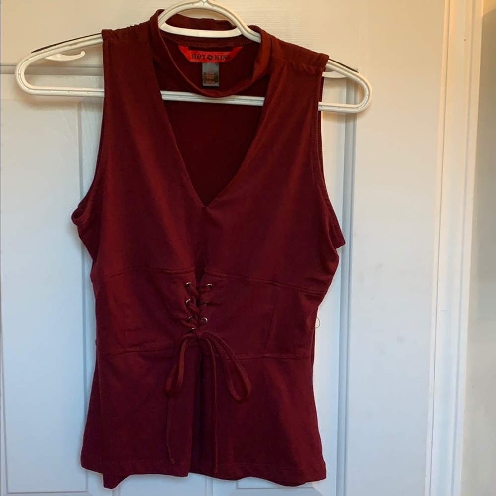 Adjustable corset tank with keyhole neck